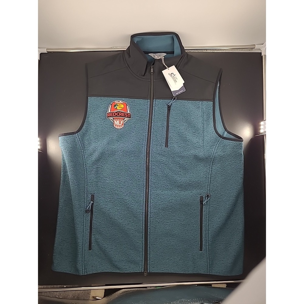 New Mens Outdoor Fishing Vest Size XL Full‎ Zip Bass Pro Shop Patch weather tech
